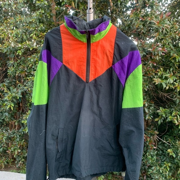 Life’s Adventure Dash Retro Black Neon Windbreaker Men's Jacket Medium - Picture 3 of 8